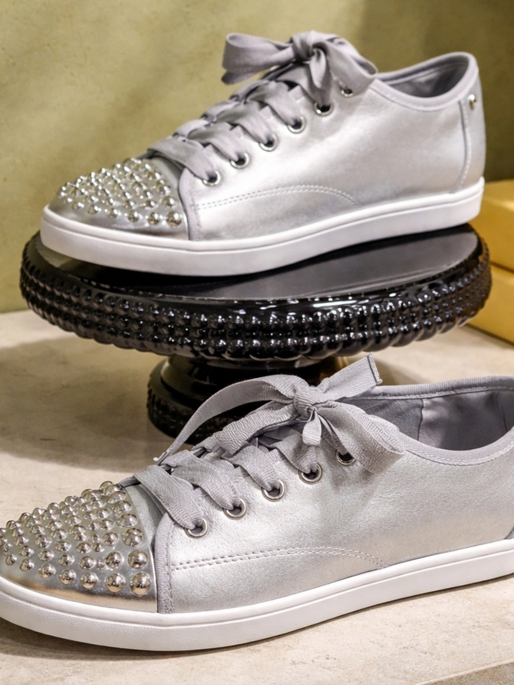Simply Vera Vera Wang Silver Rhinestone-Embellished Low-Top Sneakers